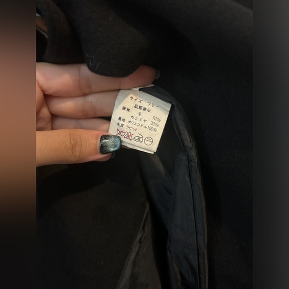 Wool cashmere black vintage coat - Picture 4 of 4